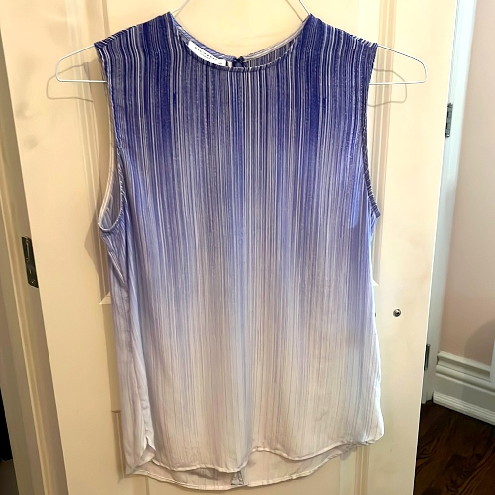 Equipment sleeveless silk blouse purple and white size small